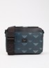Mini all-over eagle schoudertas van canvas met logo - Donkerblauw