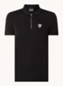 Regular fit polo met logo en halve rits - Zwart