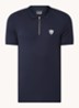 Regular fit polo met logo en halve rits - Donkerblauw