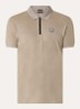 Regular fit polo met logo en halve rits - Beige
