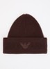 Ribgebreide muts van wol met logo - Bruin