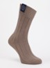 Ribgebreide sokken met logo - Donkerbeige
