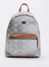 Rugzak van canvas met logoprint en details van leer - Grijs