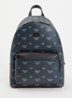 Rugzak van canvas met logoprint en details van leer - Blauwgrijs