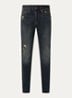Slim fit jeans met donkere wassing - Petrol