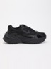Sneaker van leer met mesh details  - Zwart