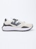 Sneaker van suède met details van mesh - Gebroken wit