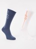 Sportsokken met logo in 2-pack  - Staalblauw