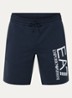 Straight fit korte joggingbroek met logo en steekzakken - Donkerblauw