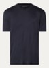 T-shirt in zijdeblend met logoborduring - Donkerblauw