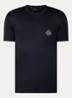 T-shirt met logoborduring - Donkerblauw