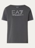 T-shirt met logoprint met strass - Middengrijs