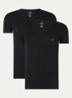 T-shirt met V-hals in 2-pack - Zwart