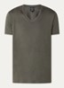 T-shirt met V-hals - Olijfgroen