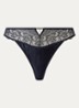 Satin Memories tanga van mesh met satijn - Donkerblauw