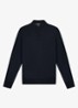 Fijngebreide trui van merino wol met halve rits - Navy-410