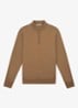 Fijngebreide trui van merino wol met halve rits - Caramel-261