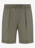 Straight fit korte broek van linnen met steekzakken - Olive-300