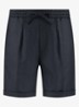 Straight fit korte broek van linnen met steekzakken - Navy-410