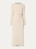Bamaya ribgebreide jurk in wolblend met ceintuur - Beige