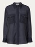 Bao semi-transparante blouse met klepzakken - Donkerblauw