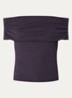 Bene ribgebreide off shoulder top - Donkerblauw
