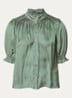Camila blouse van satijn met ballonmouw - Bronsgroen