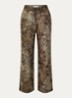 Carrina high waist wide fit pantalon van satijn met print - Bruin