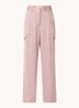 Cary high waist loose fit broek van satijn met klepzakken - Oudroze