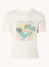 Cerena T-shirt met ribstructuur en print - Creme