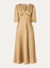 Charlotte midi jurk met V-hals - Camel