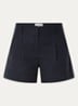 Cilo high waist wide fit korte broek in linnenblend - Donkerblauw