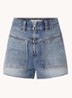 David high waist straight fit korte broek van denim - Indigo