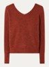 Elsa grofgebreid vest in alpaca wolblend met V-hals - Steenrood