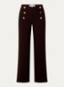 Falcon high waist wide fit pantalon met split en sierknopen - Donkerbruin