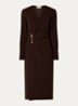 Fiji midi jurk met split en V-hals - Donkerbruin