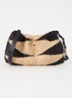 June schoudertas van raffia met leren details - Zwart