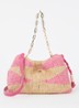 June schoudertas van raffia met leren details - Roze
