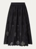 Mona midi rok met broderie - Zwart