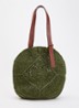 Palma schoudertas van raffia met details van leer - Groen