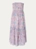 Piala off shoulder midi jurk met bladprint en smockwerk - Roze