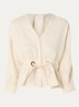 Precilia blouse met strikceintuur - Creme
