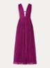 Tania maxi jurk met plissé en V-hals - Fuchsia