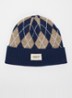 Seumar muts met ruitdessin - Donkerblauw