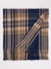 Wallash sjaal met ruitdessin en franjes 190 x 40 cm - Donkerblauw