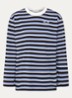 Jeevana longsleeve met streepprint en logo - Staalblauw