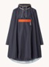 Solid oversized poncho met capuchon en ritszak - Blauw