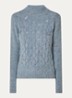 Thebe kabelgebreide trui in alpaca wolblend - Blauwgrijs