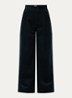 Sixtine high waist wide fit broek met structuur - Donkergroen