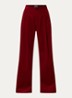 Sixtine high waist wide fit broek met structuur - Donkerbeige